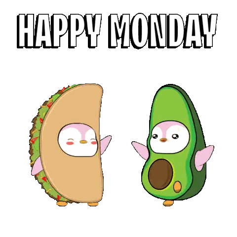 Penguin As Taco And Avocado Saying Happy Monday Sticker