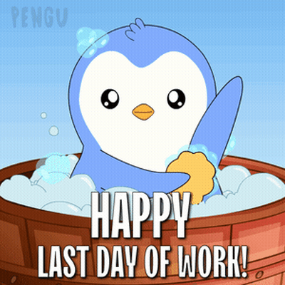 Penguin Bathing In Wooden Bucket Happy Last Day Of Work GIF