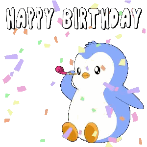 Penguin Blowing Party Horn Happy Birthday