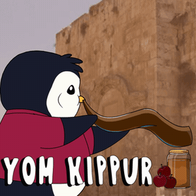 Penguin Blowing Shofar Yom Kippur GIF