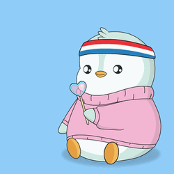 Penguin Blows Heart Bubble Mua GIF
