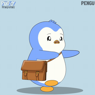 Penguin Carrying Brown Briefcase Named Pengu