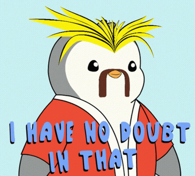 Penguin Cartoon Saying I Have No Doubt GIF