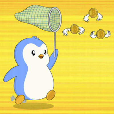 Penguin Catching Coins With Letter B GIF