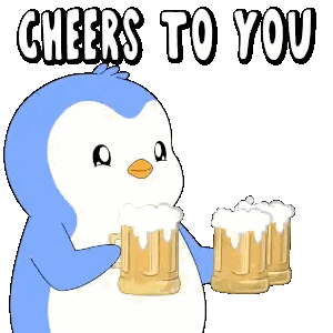Penguin Cheers With Beer Mugs Sticker