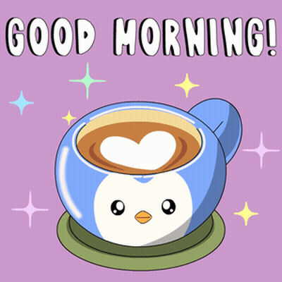 Penguin Coffee Cup Saying Good Morning