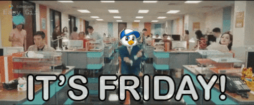 Penguin Dancing In Office Saying Its Friday GIF
