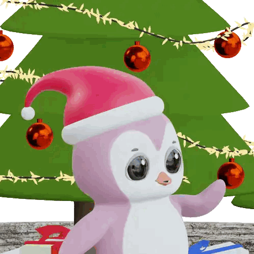 Penguin Decorating Christmas Tree Sticker