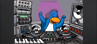 Penguin DJ Wearing Headphones