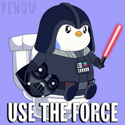 Penguin Dressed As Darth Vader Sitting On Toilet GIF