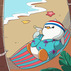 Penguin Drinking Margarita At Beach GIF