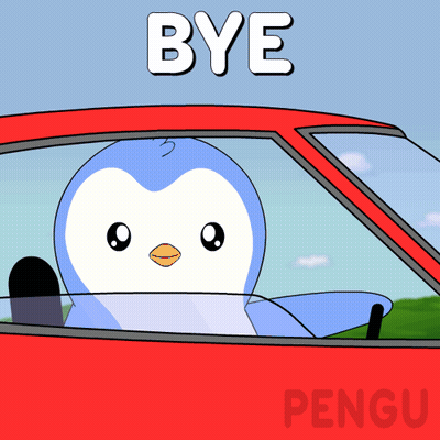 Penguin Driving Car Saying Bye GIF