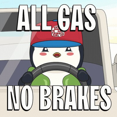 Penguin Driving Truck All Gas No Brakes GIF