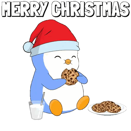 Penguin Eating Cookie Milk Sticker