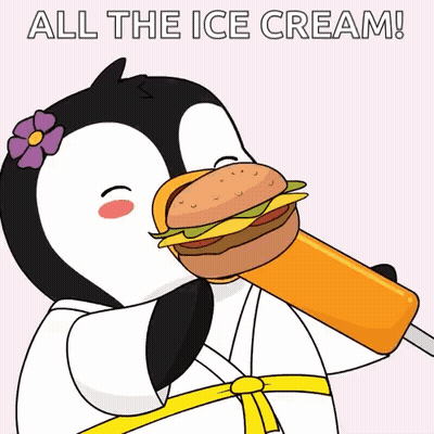 Penguin Eating Ice Cream Cone All The Ice Cream GIF