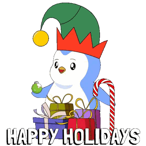 Penguin Elf Christmas Ball Candy Cane Sticker