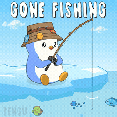 Penguin Fishing Gone Fishing GIF