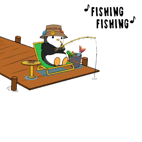 Penguin Fishing With Words Fishing Fishing Sticker