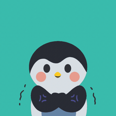 Penguin Flexing Muscles On Green Background GIF