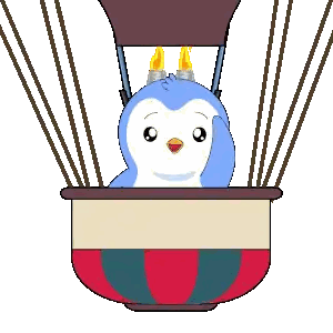 Penguin Flying In Hot Air Balloon Sticker