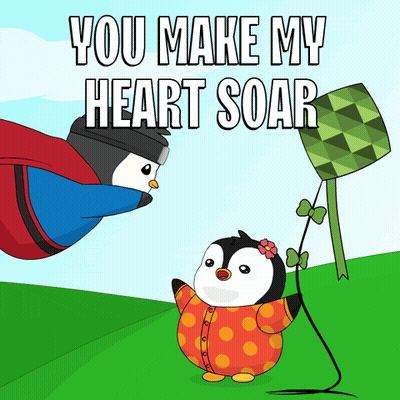 Penguin Flying Kite You Make My Heart Soar GIF
