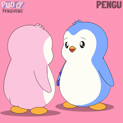 Penguin Giving Ring To Another Penguin With Name Pengu GIF