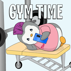 Penguin Go To The Gym Time Uses Phone GIF