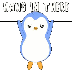 Penguin Hanging Upside Down Hang In There Sticker