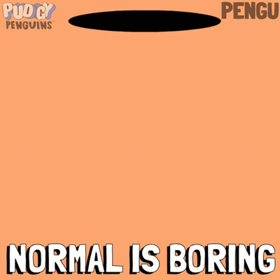 Penguin Hanging Upside Down Saying Normal Is Boring GIF