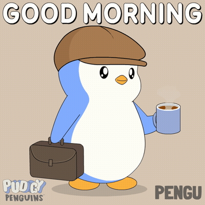 Penguin Hat Briefcase Says Good Morning Pengu GIF