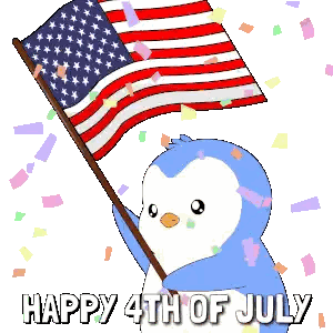 Penguin Holding American Flag Happy 4Th Of July Sticker
