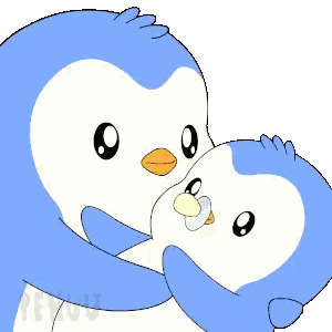 Penguin Holding Baby Penguin With Pacifier Sticker