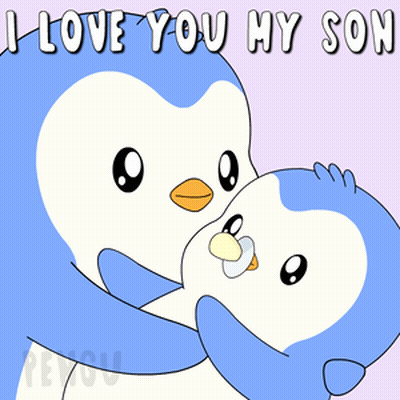 Penguin Holding Baby Saying I Love You My Son GIF