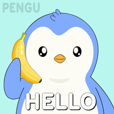 Penguin Holding Banana And Saying Hello GIF