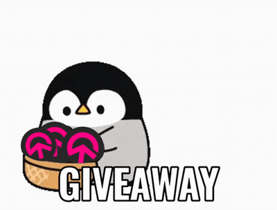 Penguin Holding Basket Of Lollipops Saying Giveaway GIF