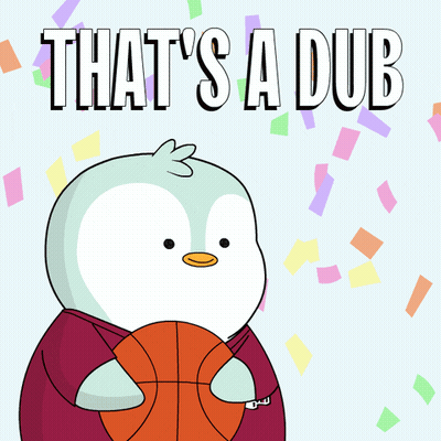 Penguin Holding Basketball Saying That's A Dub GIF
