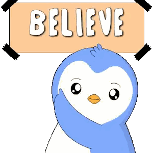 Penguin Holding Believe Sign Sticker