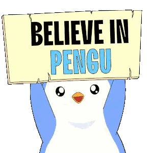Penguin Holding Believe Sign Sticker