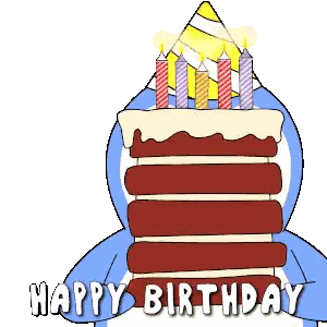 Penguin Holding Birthday Cake Sticker
