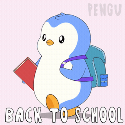 Penguin Holding Book And Backpack Back To School GIF