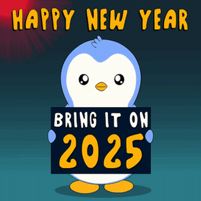 Penguin Holding Bring It On 2025 Sign GIF