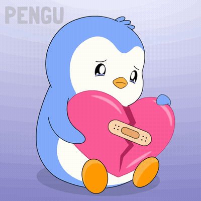 Penguin Holding Broken Heart With Bandage Pengu GIF