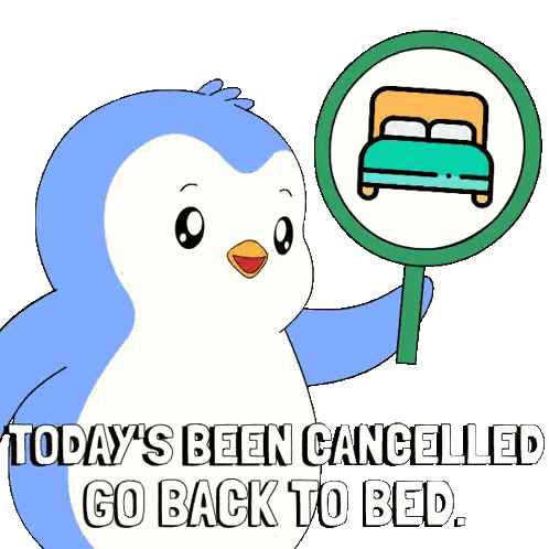 Penguin Holding Cancelled Sign Sticker