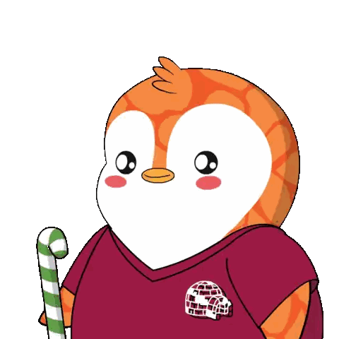 Penguin Holding Candy Cane Sticker