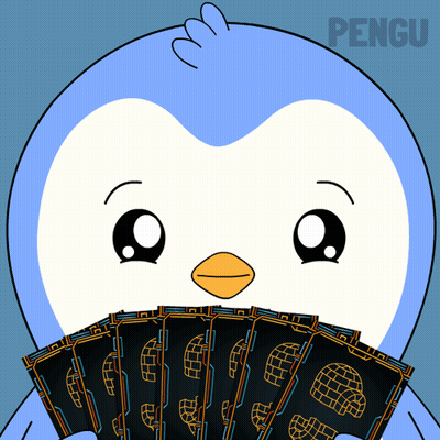 Penguin Holding Cards Pengu GIF