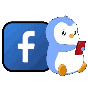 Penguin Holding Cell Phone In Front Of Facebook Icon Sticker