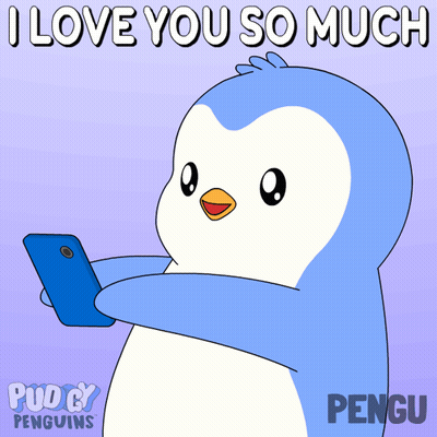 Penguin Holding Cell Phone Saying I Love You So Much GIF