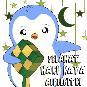 Penguin Holding Checkered Box Eid Mubarak Sticker