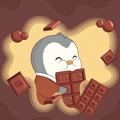 Penguin Holding Chocolate Bar GIF
