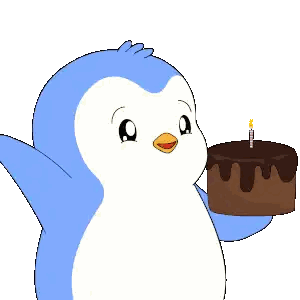 Penguin Holding Chocolate Cake Sticker